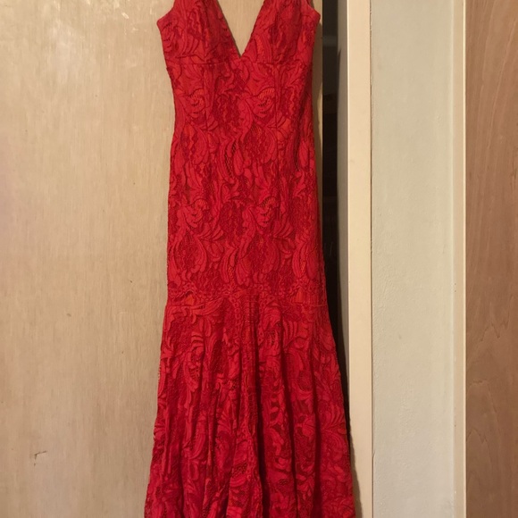 Red Lace Jovani Mermaid Dress - Picture 1 of 5